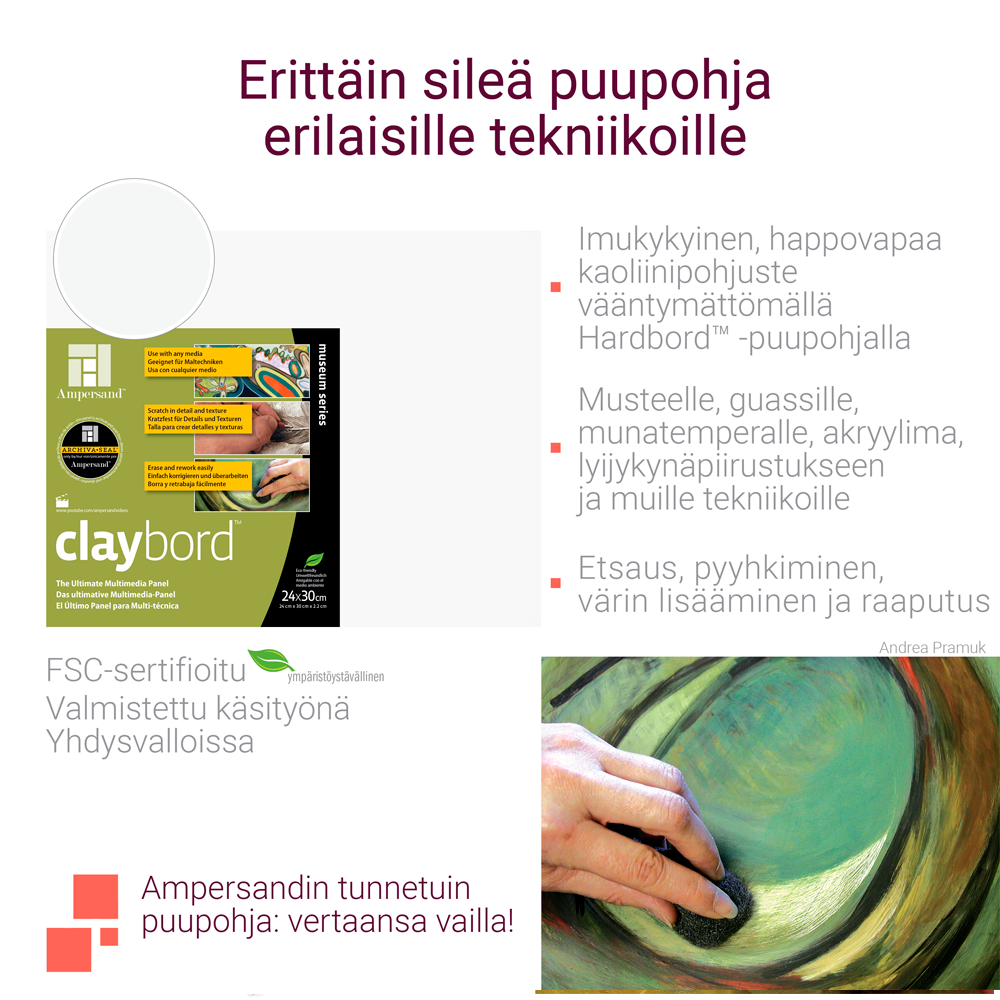 1003nro_1000x1000 Ampersand Claybord maalauspohja 18x24 sileä savipinnoite