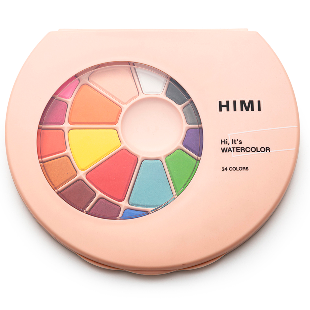 A_YFB02_1000x1000 HIMI Solid Painting Set 24 kiinteää vesiväriä pinkissä rasiassa